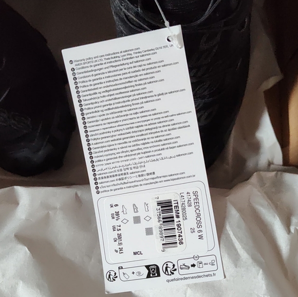 New! Salomon Ladies' Women Girls Speedcross 6 Shoe Black Color QuickLACE NWT NIB - Picture 10 of 12